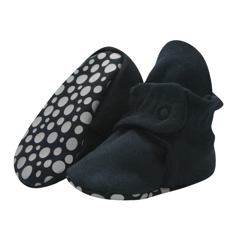 Zutano Unisex Organic Cotton Baby Booties With Gripper Soles, Black, 12M - Image 1